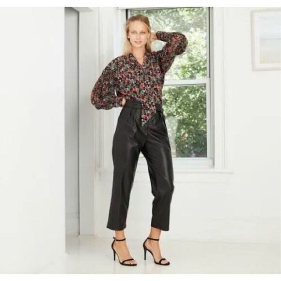 ✨Who What Wear Women's Balloon Long Sleeve Bow Cheetah Sz Large Blouse✨ - Picture 3 of 9